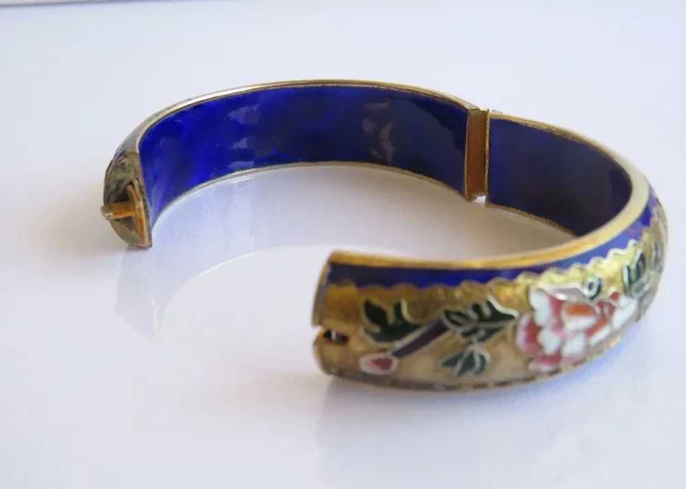 Antique Enamel flower bangle bracelet, ca. 1900 - image 5