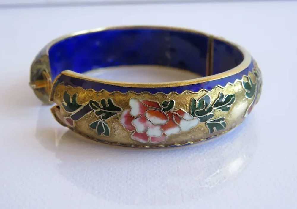 Antique Enamel flower bangle bracelet, ca. 1900 - image 6