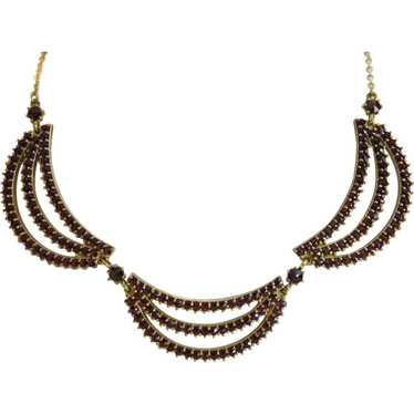 Vintage Garnet necklace, 9k yellow gold, ca.1950 - image 1