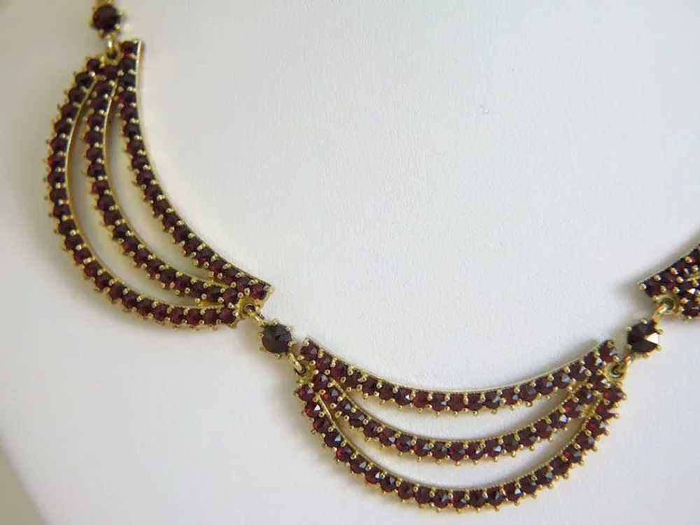 Vintage Garnet necklace, 9k yellow gold, ca.1950 - image 5