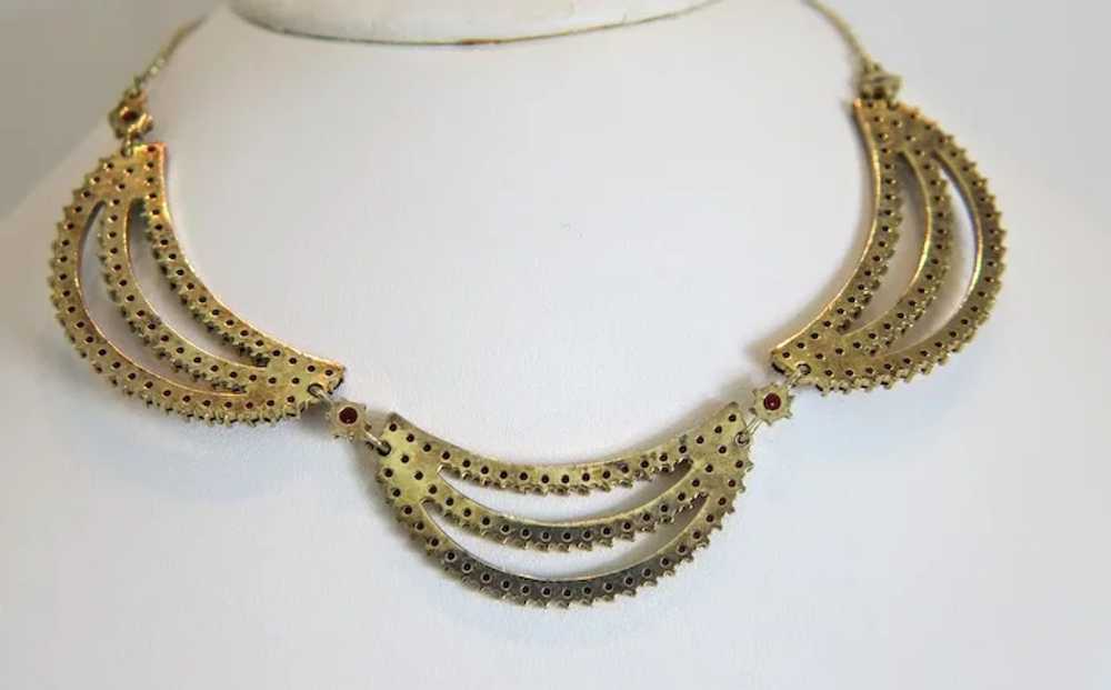 Vintage Garnet necklace, 9k yellow gold, ca.1950 - image 6