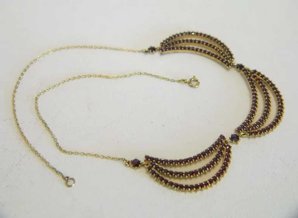 Vintage Garnet necklace, 9k yellow gold, ca.1950 - image 7