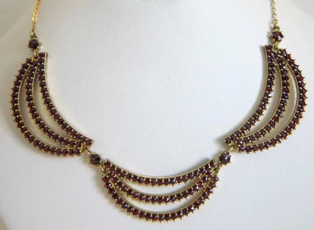 Vintage Garnet necklace, 9k yellow gold, ca.1950 - image 8