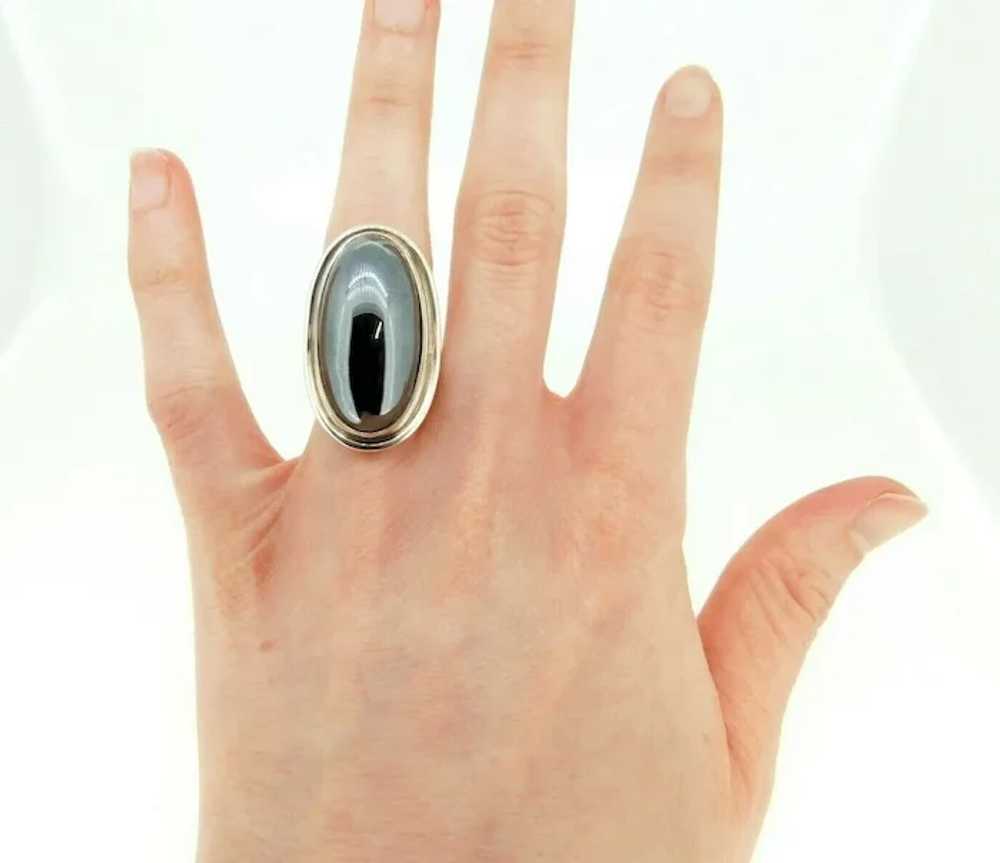 Large Georg Jensen Sterling Hematite Ring #46E - image 5