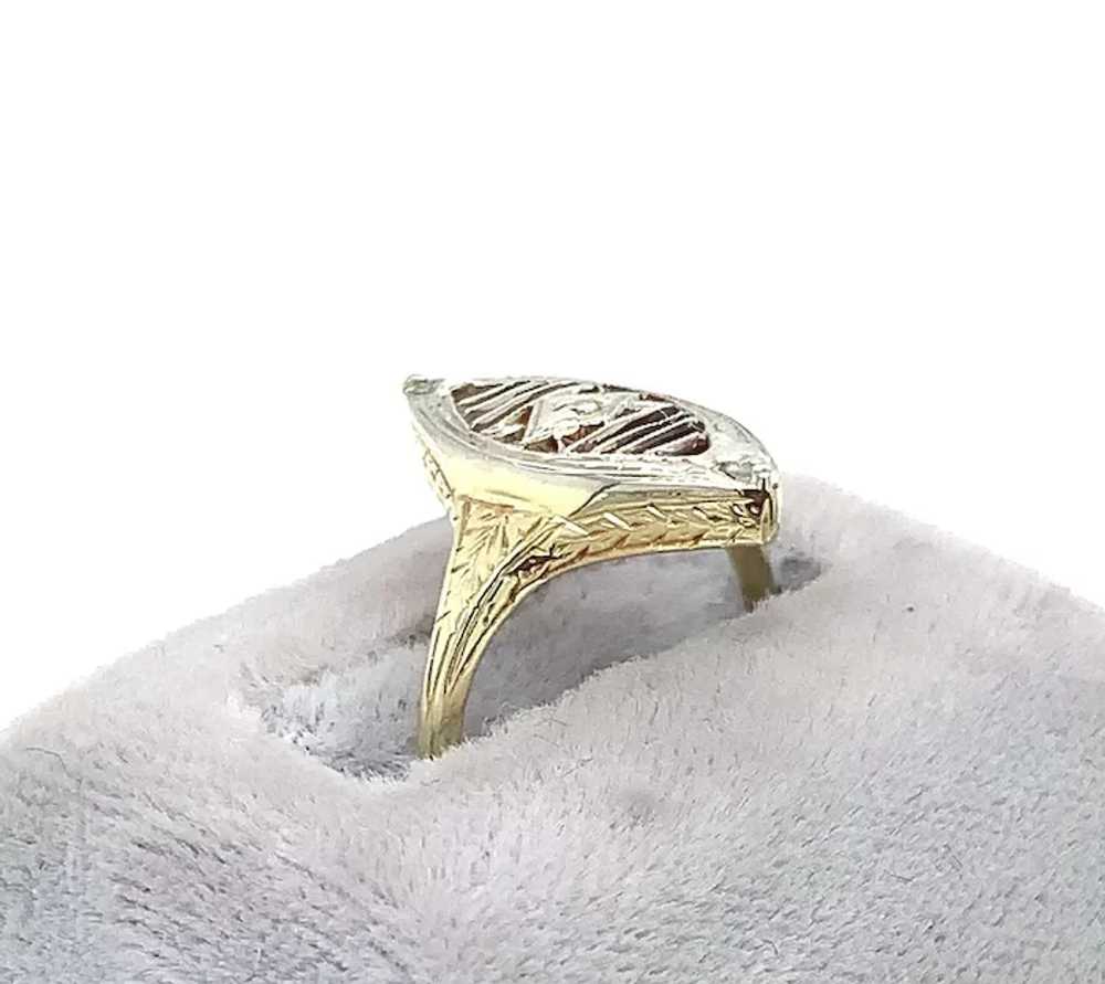 14K Hand Engraved Filigree Diamond Ring - image 3