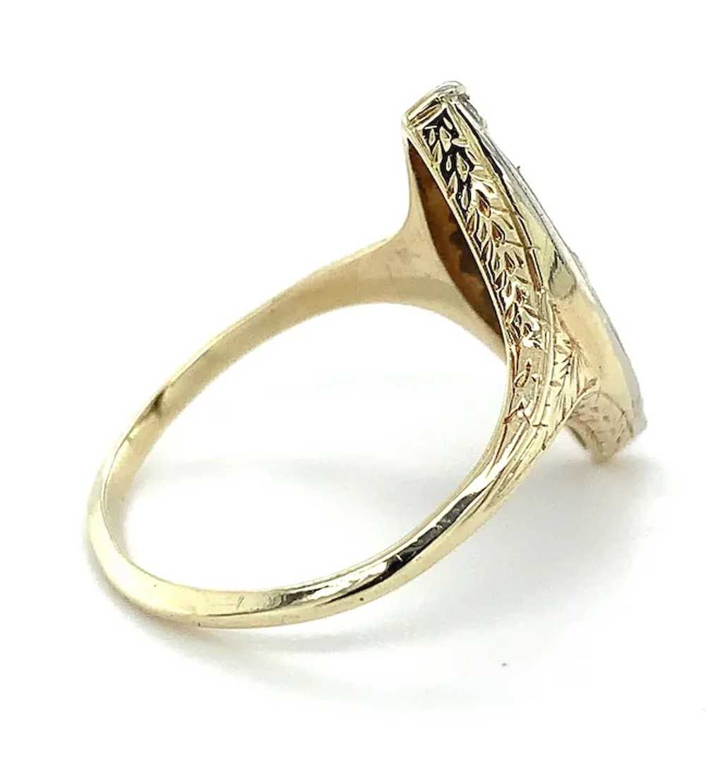 14K Hand Engraved Filigree Diamond Ring - image 4