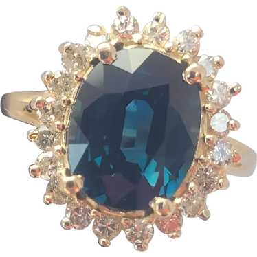 14kt Blue Sapphire Diamond Halo Ring
