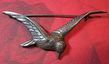 Vintage Sterling Silver 925 Bird in Flight Brooch… - image 1