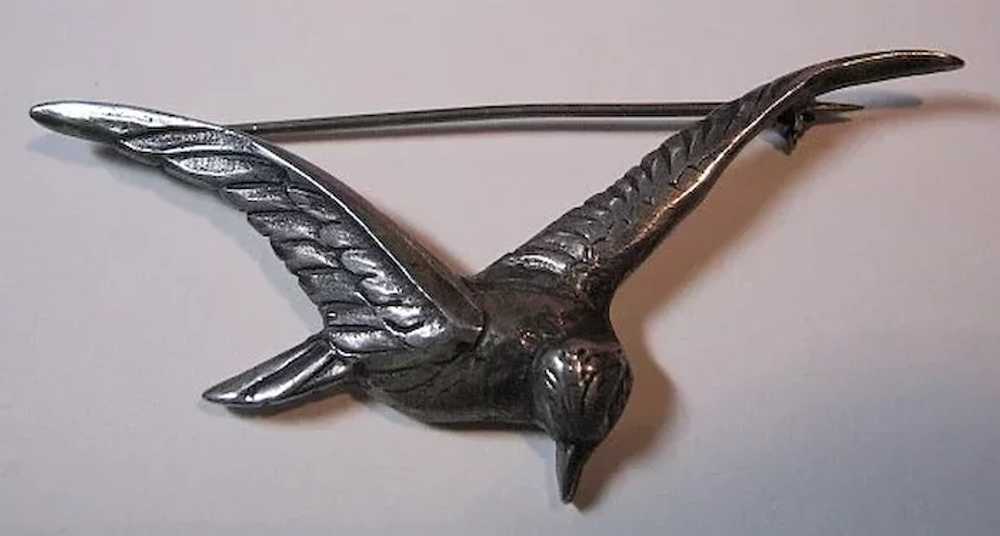 Vintage Sterling Silver 925 Bird in Flight Brooch… - image 3