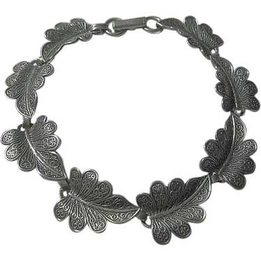 Vintage Leaf Bracelet 925 Sterling Signed Beau