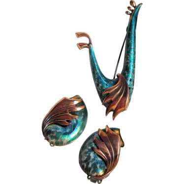 Matisse Turquoise-Blue Enamel “Wingsong” Brooch & 