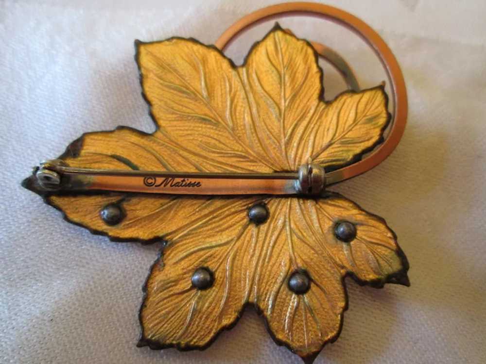 Matisse Autumn Red Enamel “Leaf” Design Brooch an… - image 6