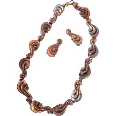 Renoir Repoussé Scroll Linked Choker Necklace and 