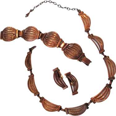 Renoir Crescent Shaped Linked Necklace, Bracelet … - image 1