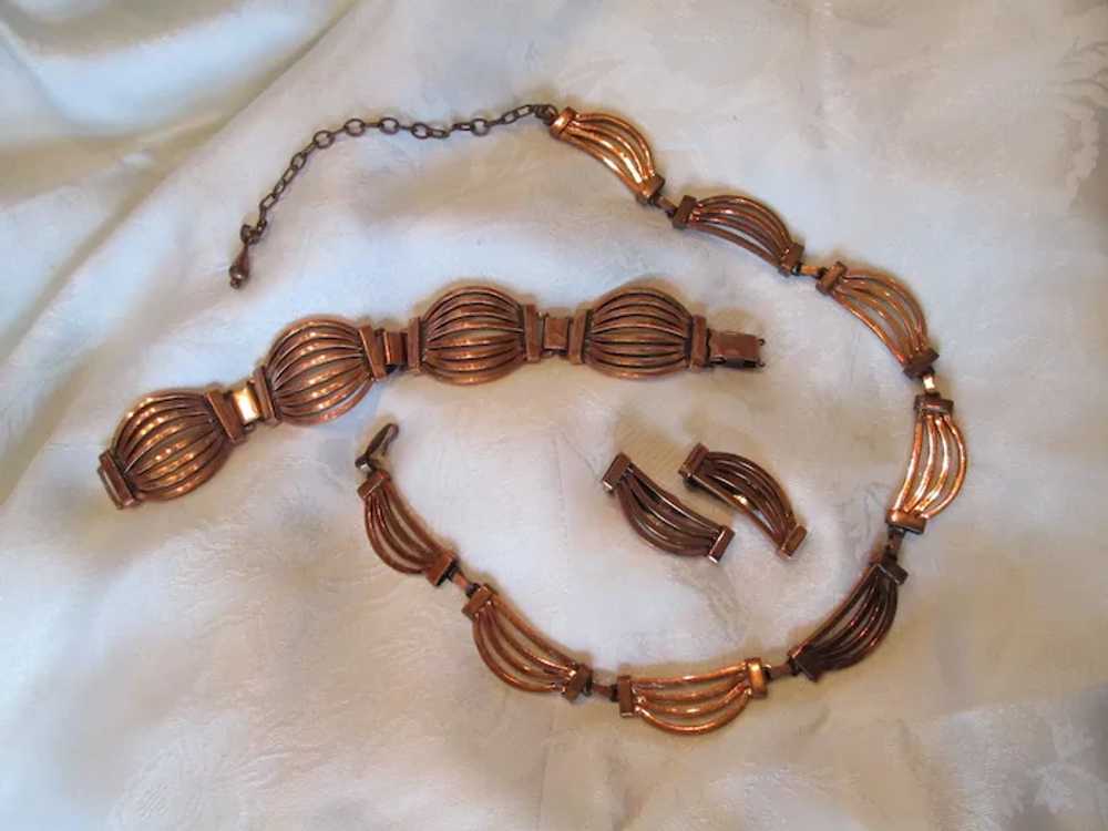 Renoir Crescent Shaped Linked Necklace, Bracelet … - image 3