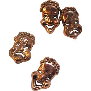Renoir "Curtain Call" Comedy Tragedy Mask Brooch … - image 1