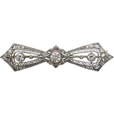 Art Deco Platinum and Diamond Bow Tie Pin - image 1