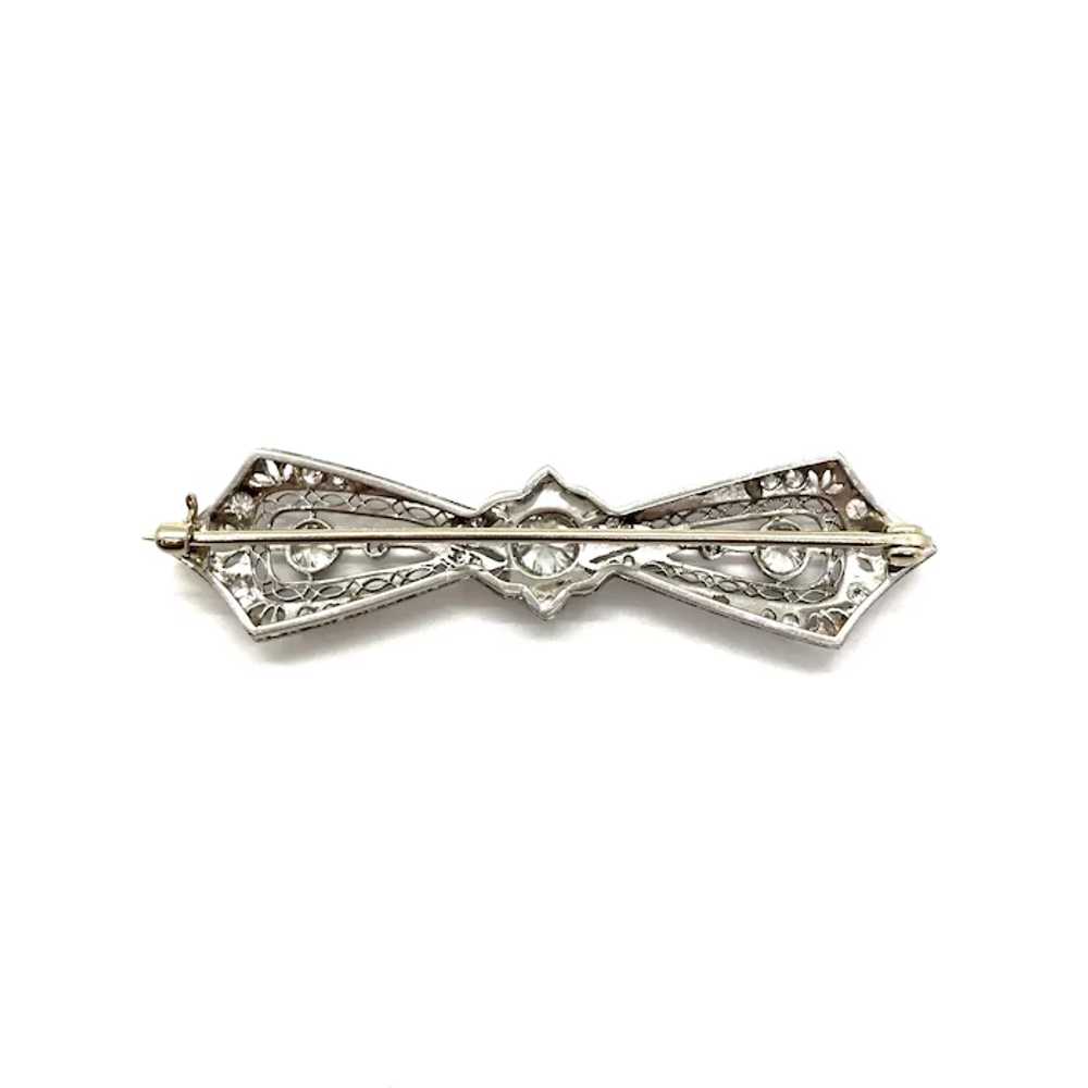Art Deco Platinum and Diamond Bow Tie Pin - image 2