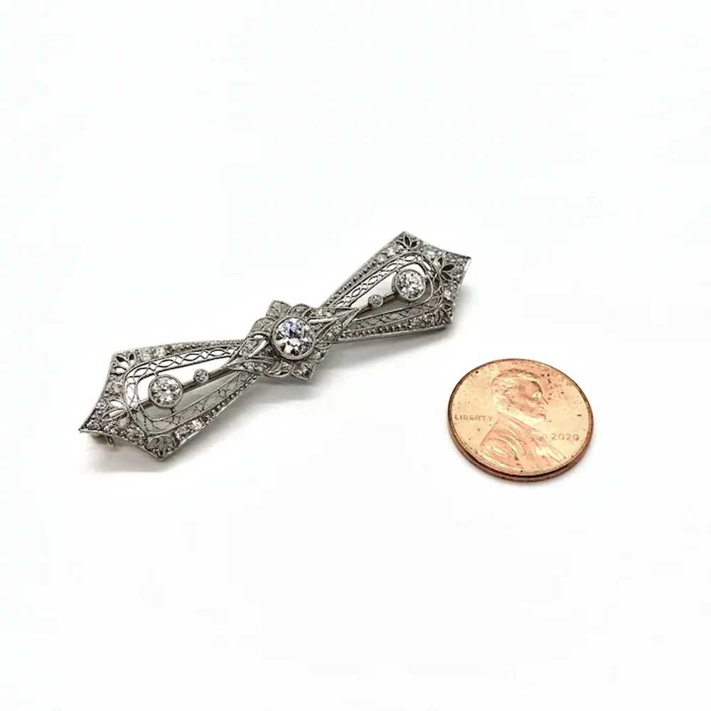 Art Deco Platinum and Diamond Bow Tie Pin - image 3