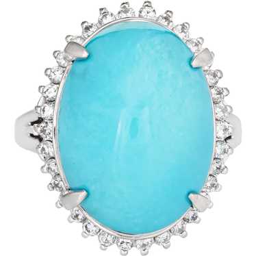 Egg Shell Blue Turquoise Diamond Ring Platinum Est