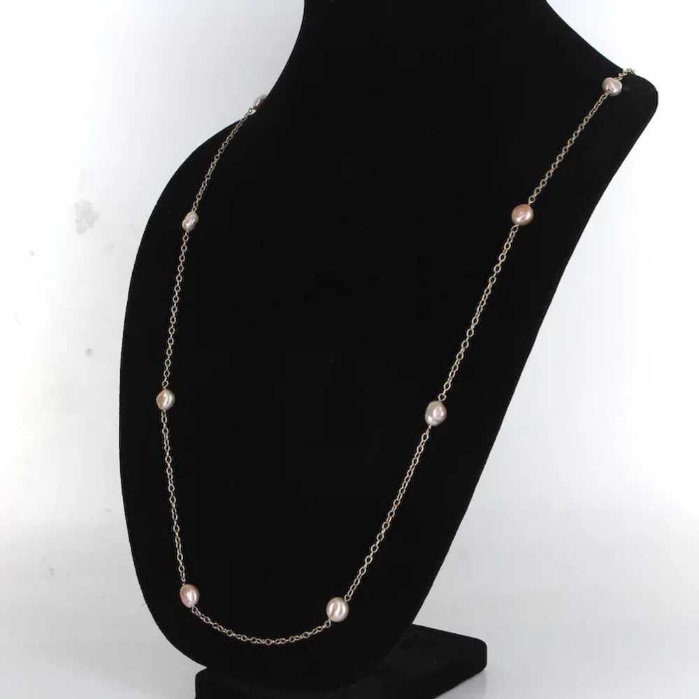 Cultured Baroque Pearl 35" Long Necklace 14 Karat… - image 3