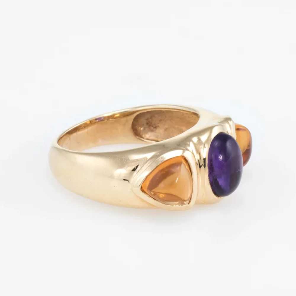 Sugarloaf Citrine Amethyst Band Ring Vintage 14 K… - image 3