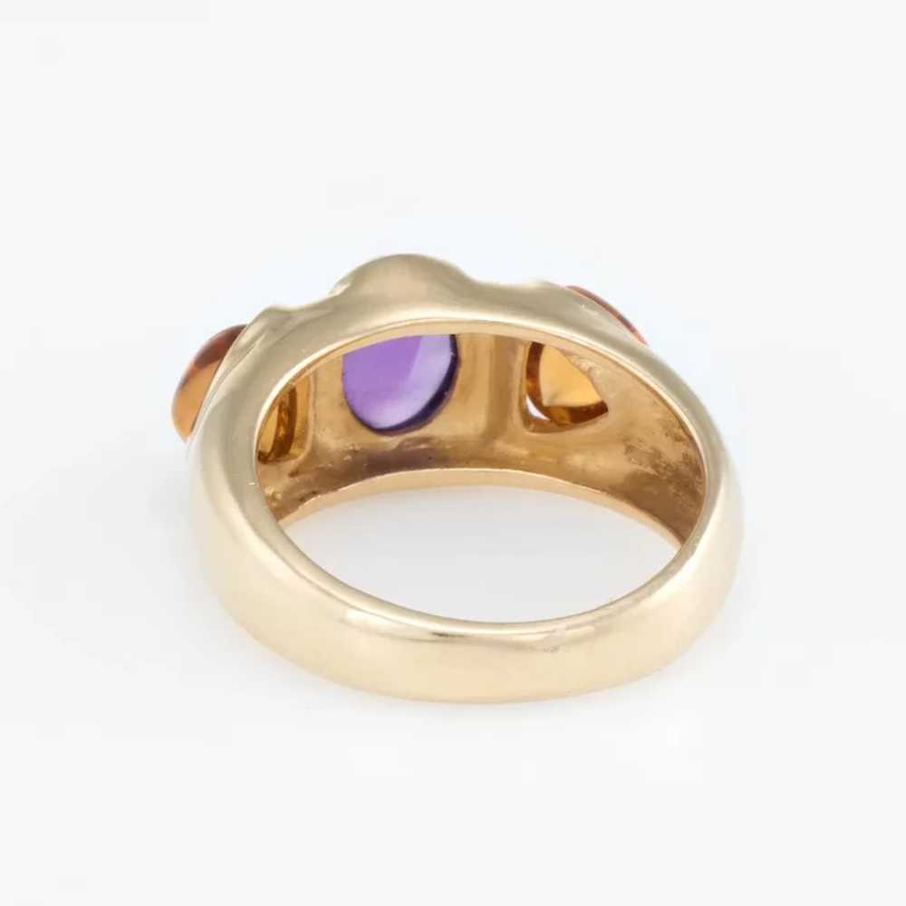 Sugarloaf Citrine Amethyst Band Ring Vintage 14 K… - image 5