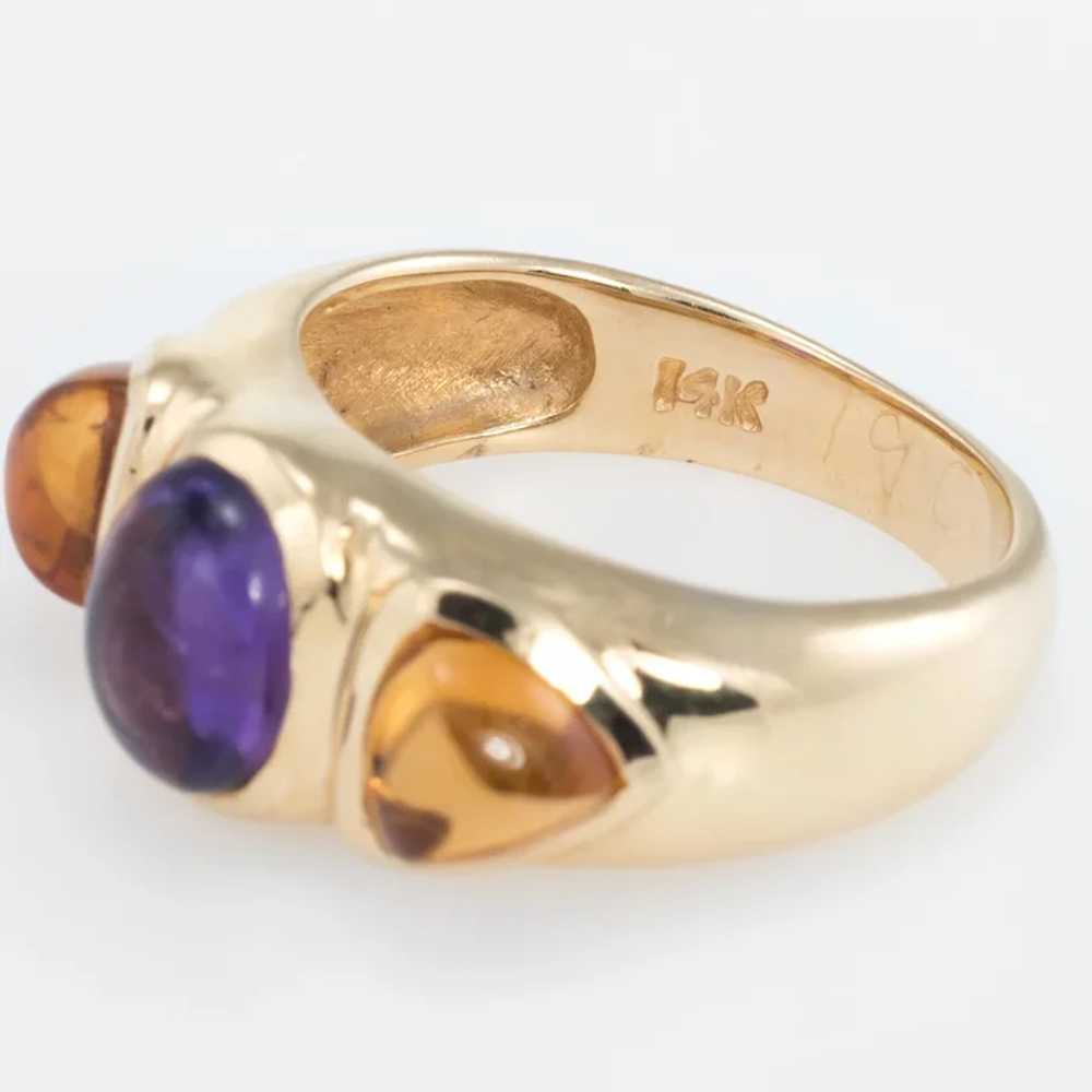 Sugarloaf Citrine Amethyst Band Ring Vintage 14 K… - image 7