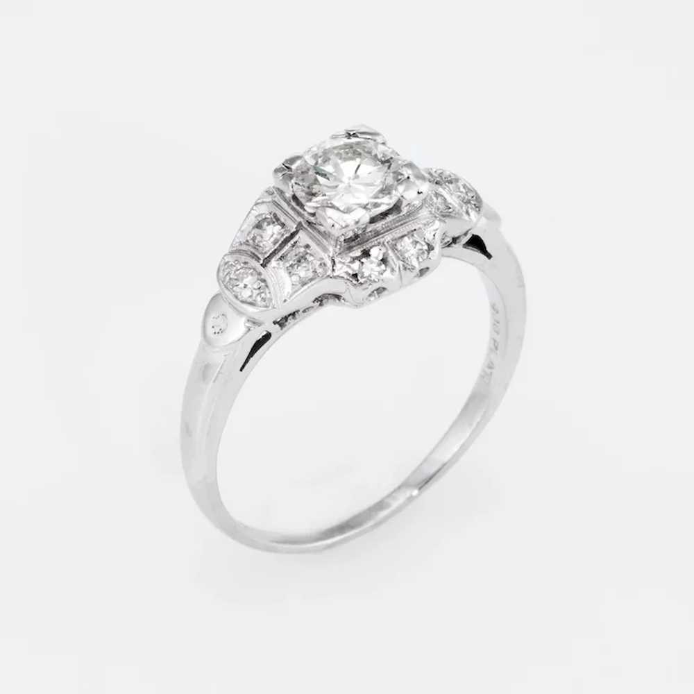 Antique Deco Diamond Engagement Ring Vintage Plat… - image 2