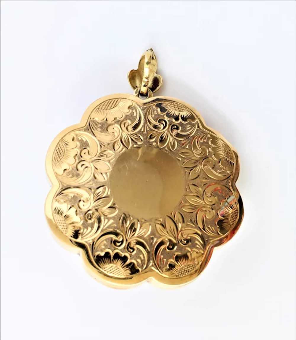 Vintage 19K 18K Gold Diamond Pearl Enamel Locket … - image 7