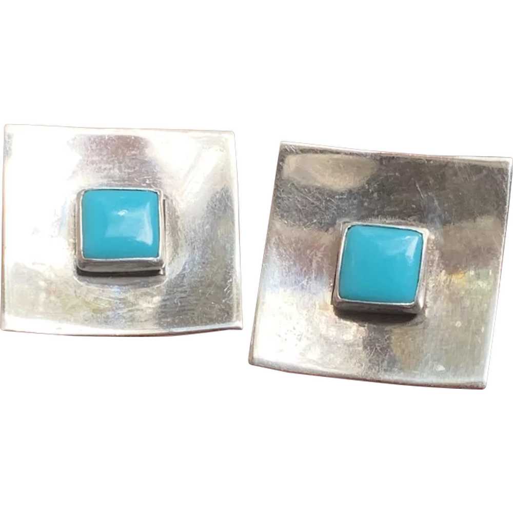 Modernist Native American Sterling with Turquoise… - image 1