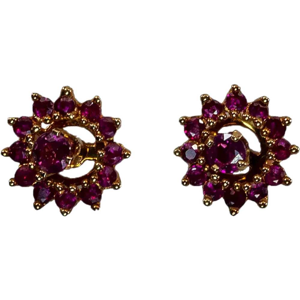 14K Gold Earrings with Rubies - image 1