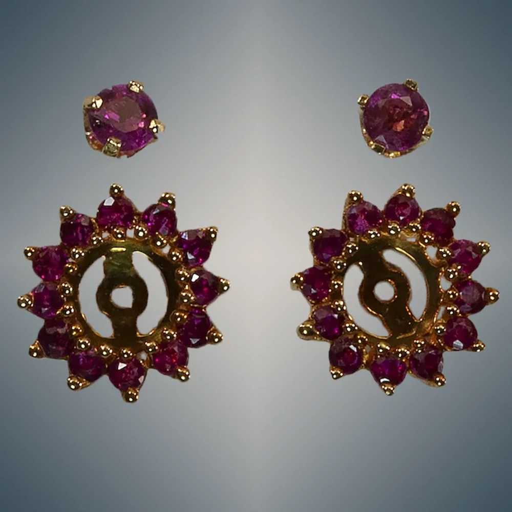 14K Gold Earrings with Rubies - image 2