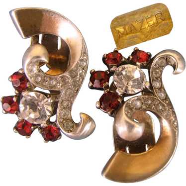 MAZER Sterling Vermeil Clip-Ons ~Flowers c.1945 ~… - image 1