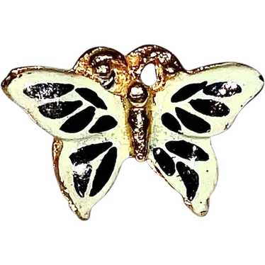 Enameled Light & Dark Green Butterfly Lapel Pin - image 1