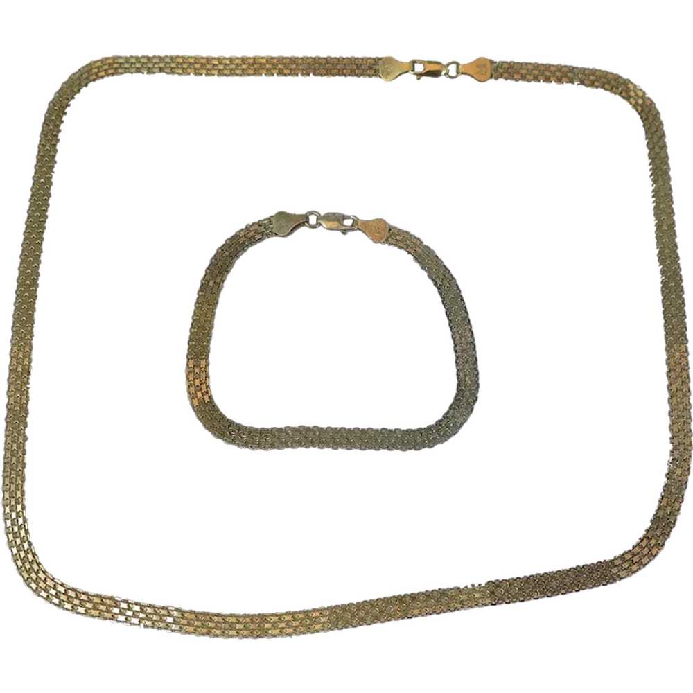 Vintage Italian Vermeil Necklace Bracelet Set - image 1