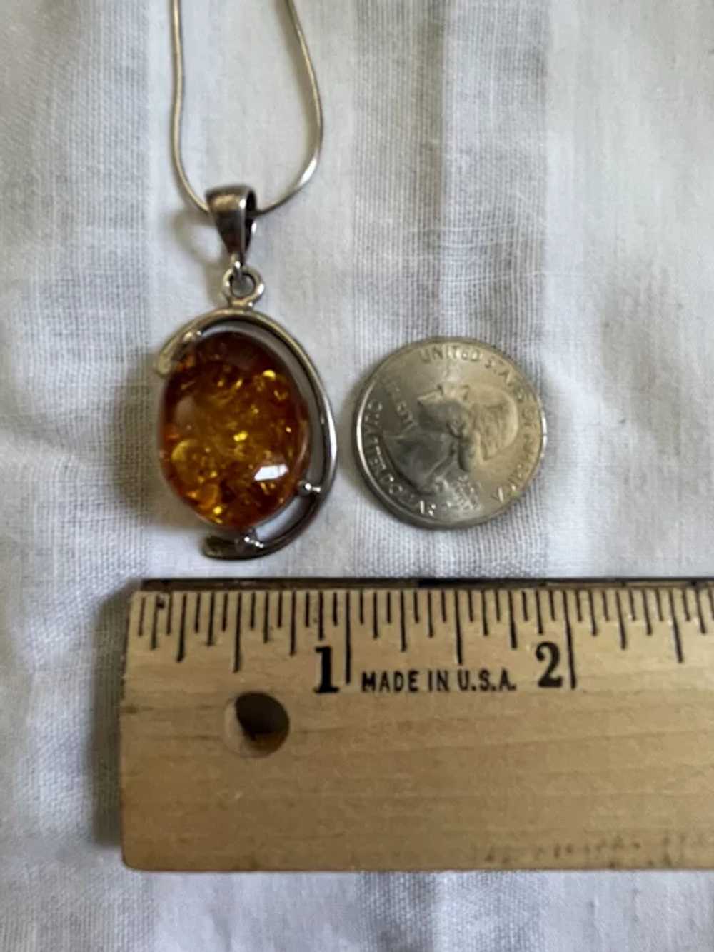 Vintage Modernist Baltic Amber Sterling Silver Pe… - image 12