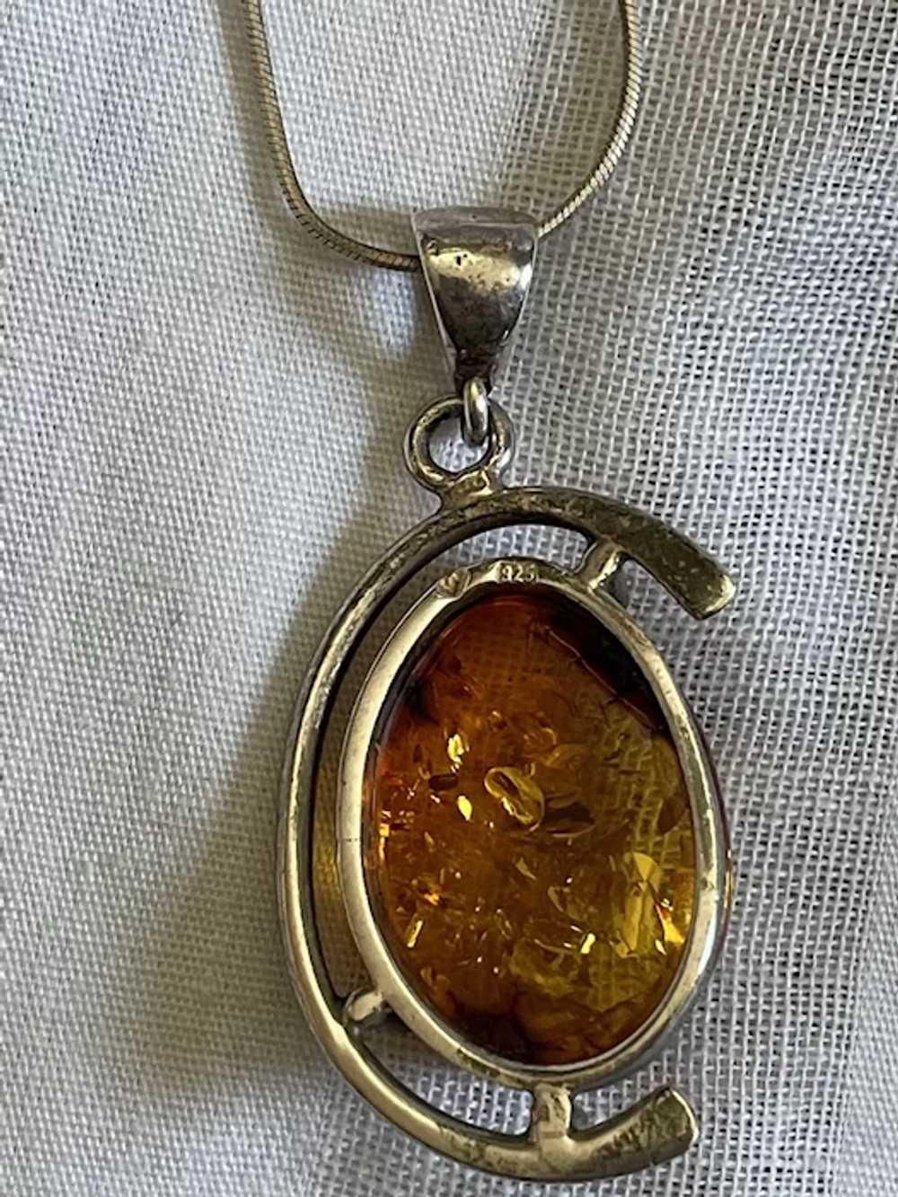 Vintage Modernist Baltic Amber Sterling Silver Pe… - image 8