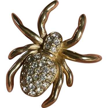 Vintage 1940s Amber Czech Glass Spider Brooch