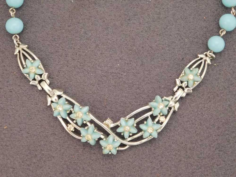Baby Blue Floral Necklace by Kramer Mint Unused - image 2