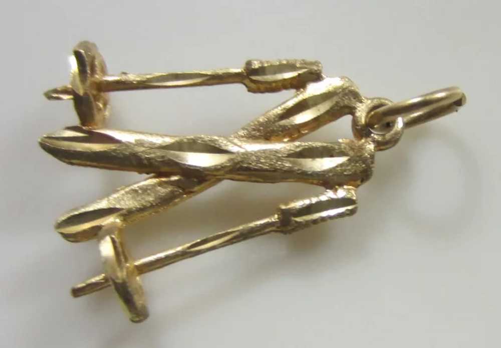 Signed 10K Gold Ski Theme Charm or Pendant - image 2