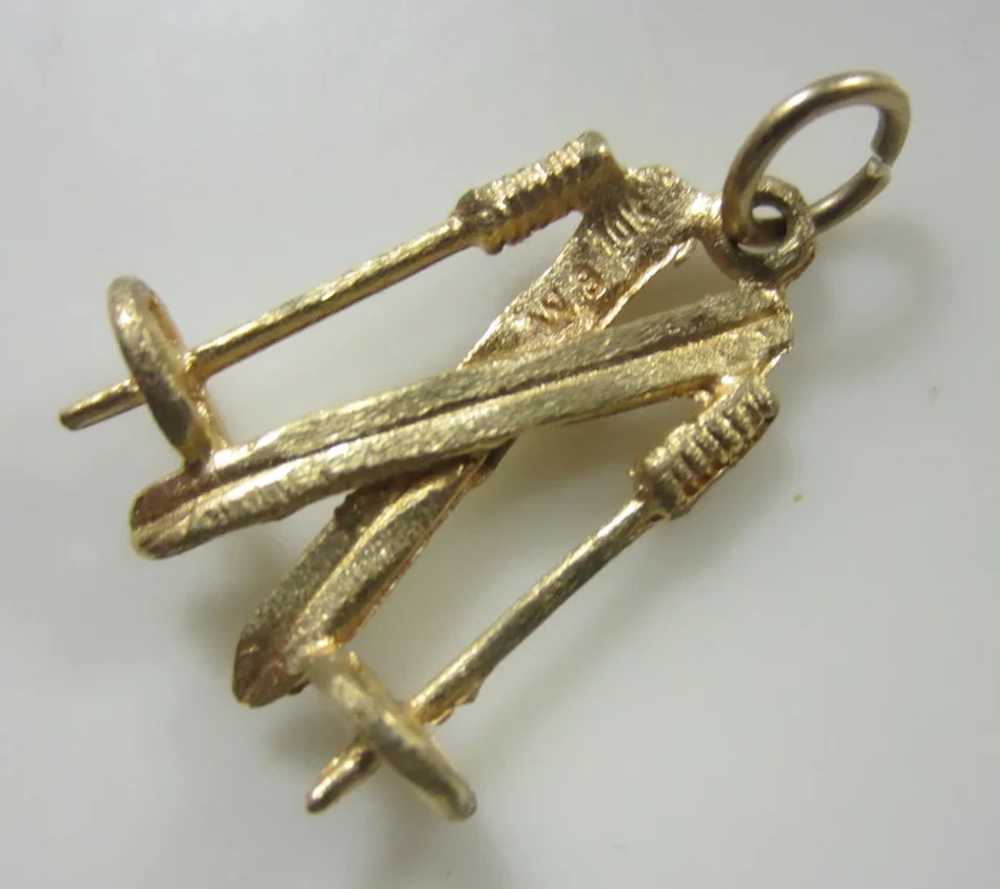 Signed 10K Gold Ski Theme Charm or Pendant - image 3