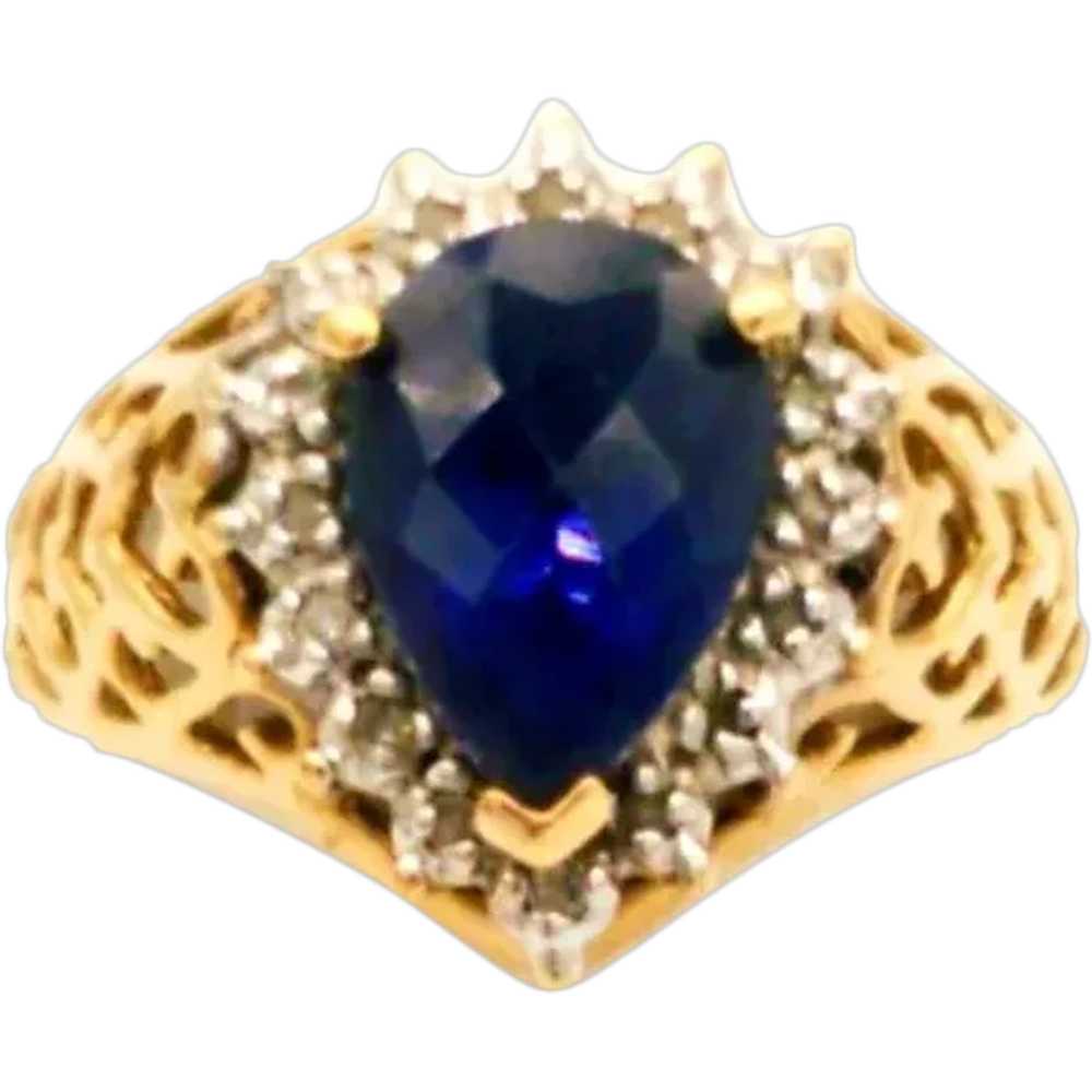 Violet Blue Iolite and Diamond 10K Ring - image 1