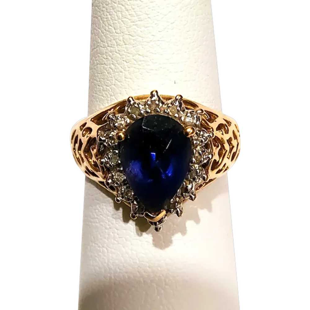 Violet Blue Iolite and Diamond 10K Ring - image 2
