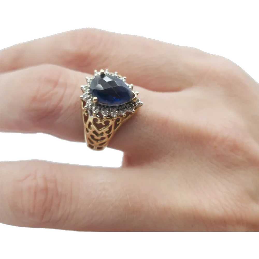 Violet Blue Iolite and Diamond 10K Ring - image 3
