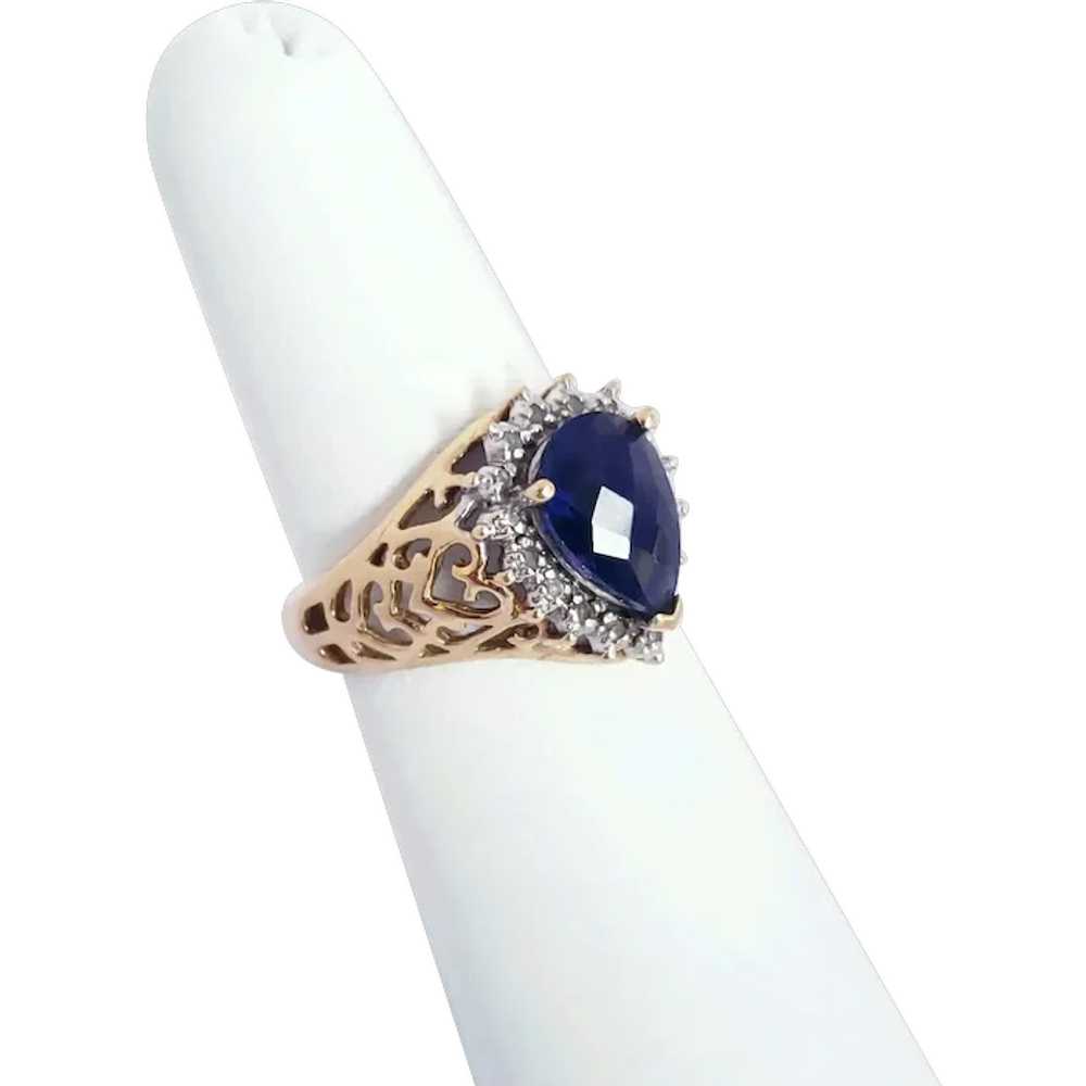 Violet Blue Iolite and Diamond 10K Ring - image 6