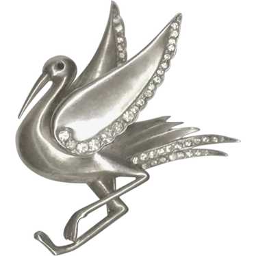 3 Dimensional Sterling Silver Stork Pin