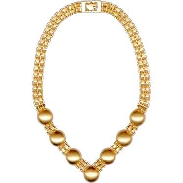 MONET Modernist Style Gold Tone Necklace - image 1