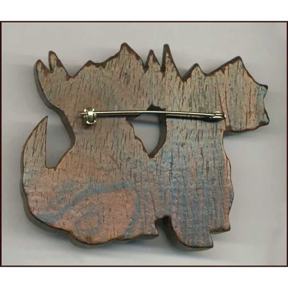 TOO CUTE Pair Of Scotties Figural Wood Pin - image 2