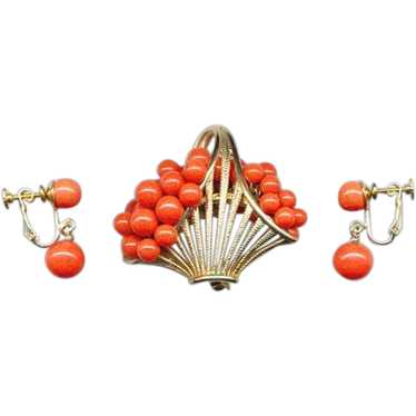 MARVELLA Basket Pin & Earrings Set - image 1